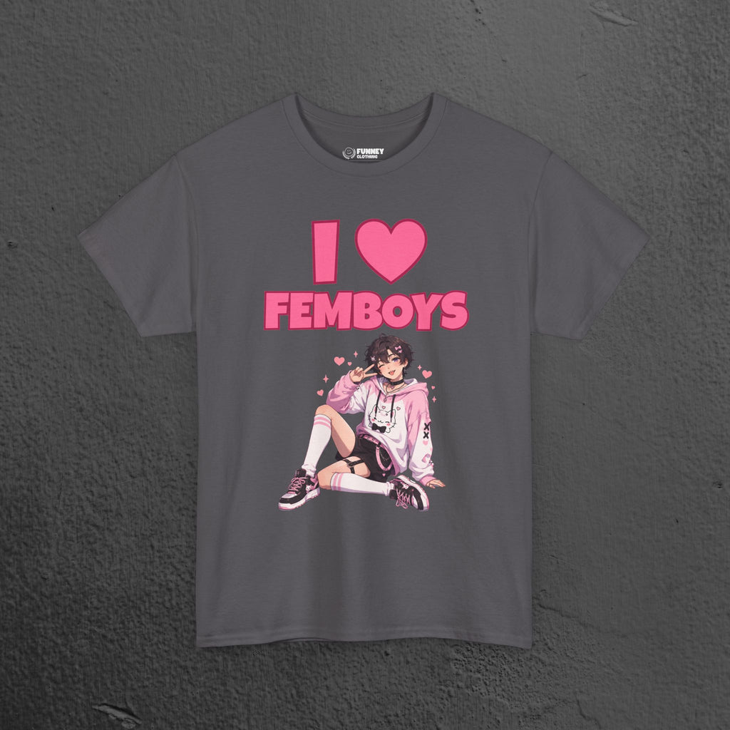 I Love Femboys - Funny Gamer Graphic Tee, Cringe Meme T-Shirt (V2)