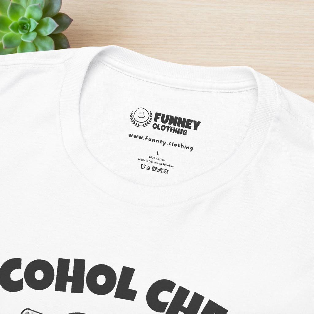 Alcohol Check, blow here - Funny Inappropriate Breathalyzer Graphic Tee, T-Shirt for Bachelor Party, Gift for Men