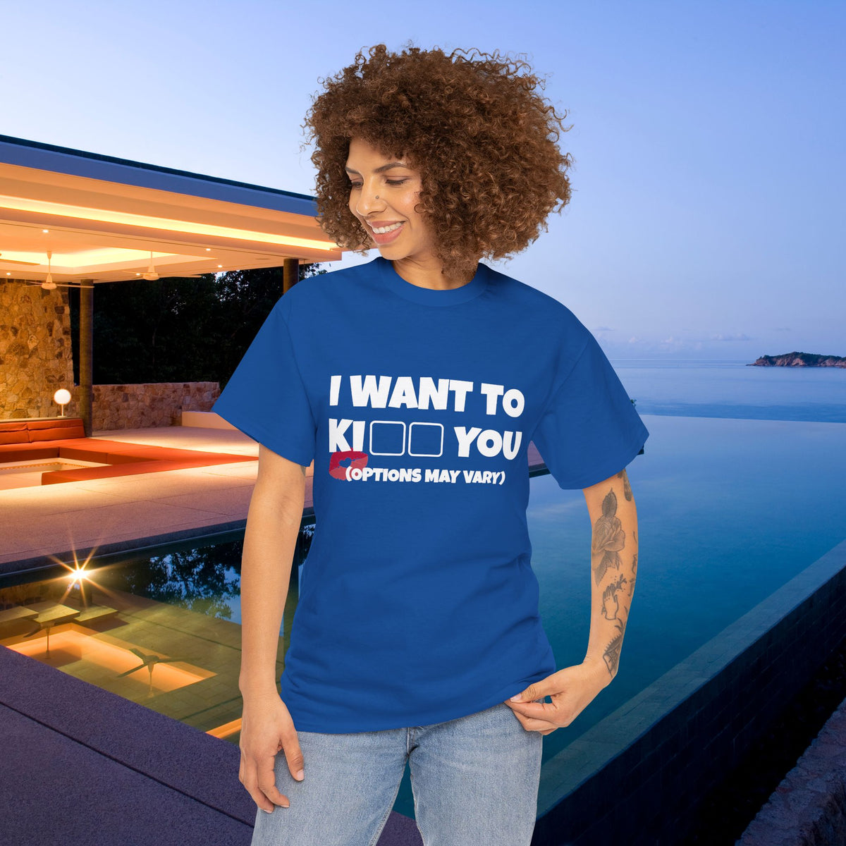 I want to kiss you - Funny Romantic Graphic Tee Shirt, Romantic Meme Gift for Girlfriend/Boyfriend,