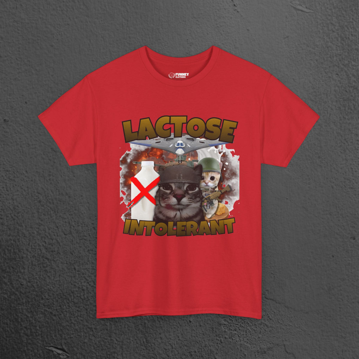 Lactose Intolerant Funny Cat Meme T-shirt, Stupid Gifts for Friends, Silly Cats Tee, Weird Tshirt, Cringey Tees, Unhinged