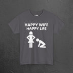 Happy Wife Happy Life - Funny Husband Graphic Tee Shirt, Funny Gift for Wife or Husband,Romantic Funny T-Shirt