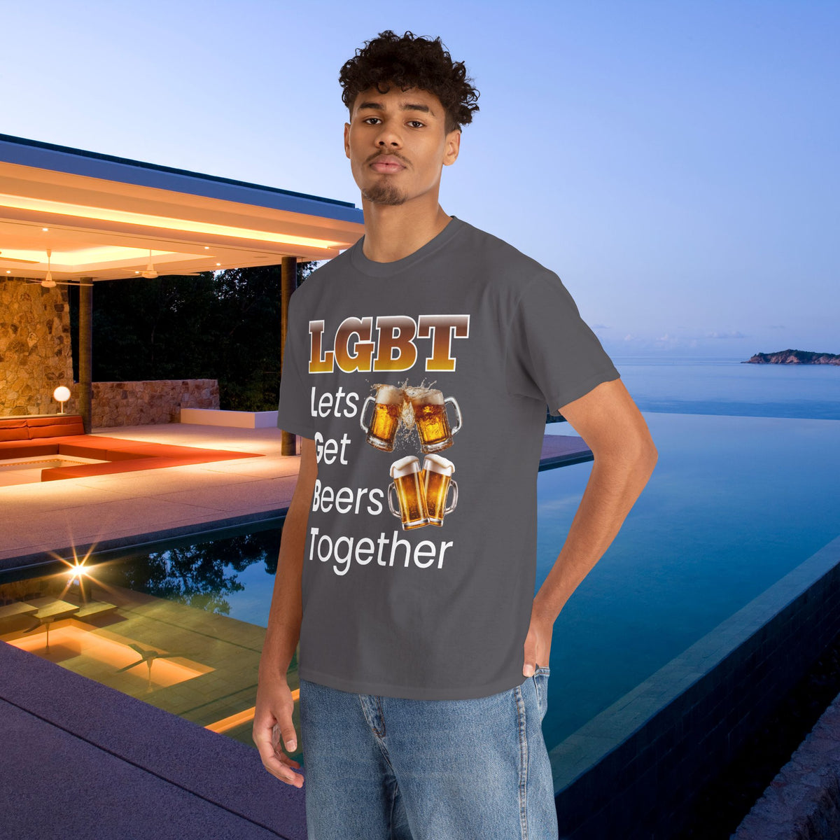 LGBT Let's get beers together - Funny Beer Alcohol Graphic Tee, Funny Alcohol Meme Tshirt