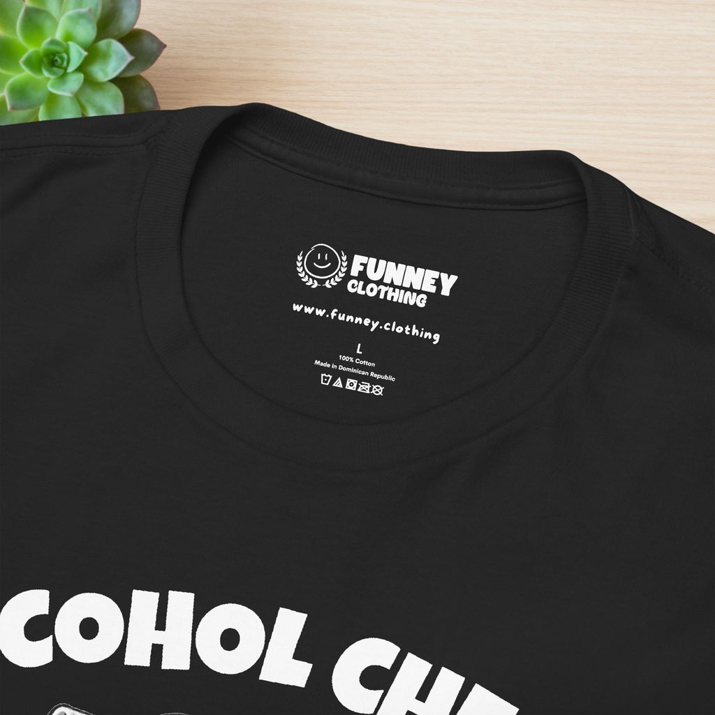 Alcohol Check, blow here - Funny Inappropriate Breathalyzer Graphic Tee, T-Shirt for Bachelor Party, Gift for Men