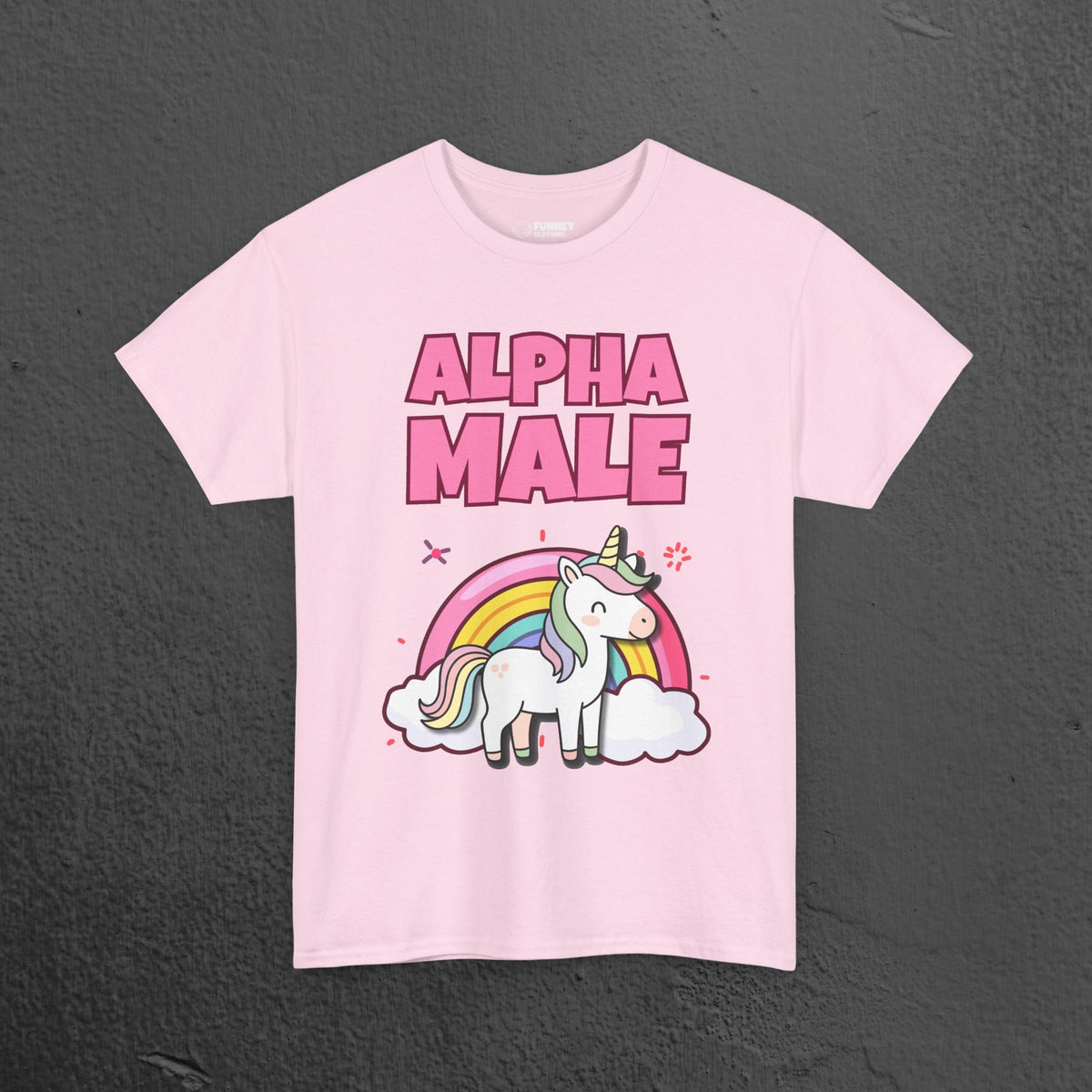 Alpha Male Ironic T-Shirt - Funny Ironic Graphic Tee, Rainbow Unicorn Shirt, Funny Meme Gift