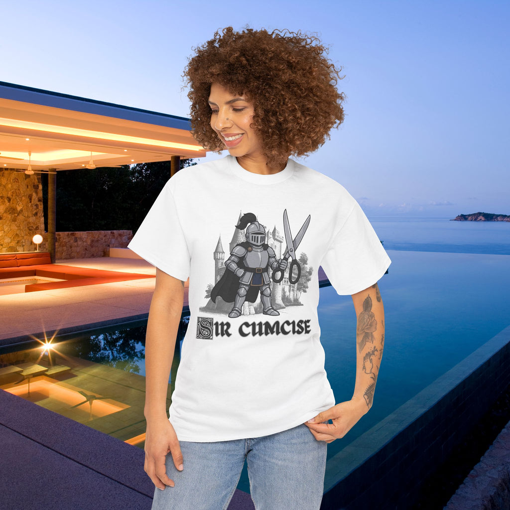 Sir Cumcise - Funny Medieval Knight Graphic T-Shirt, Medieval Meme Gift for Friends