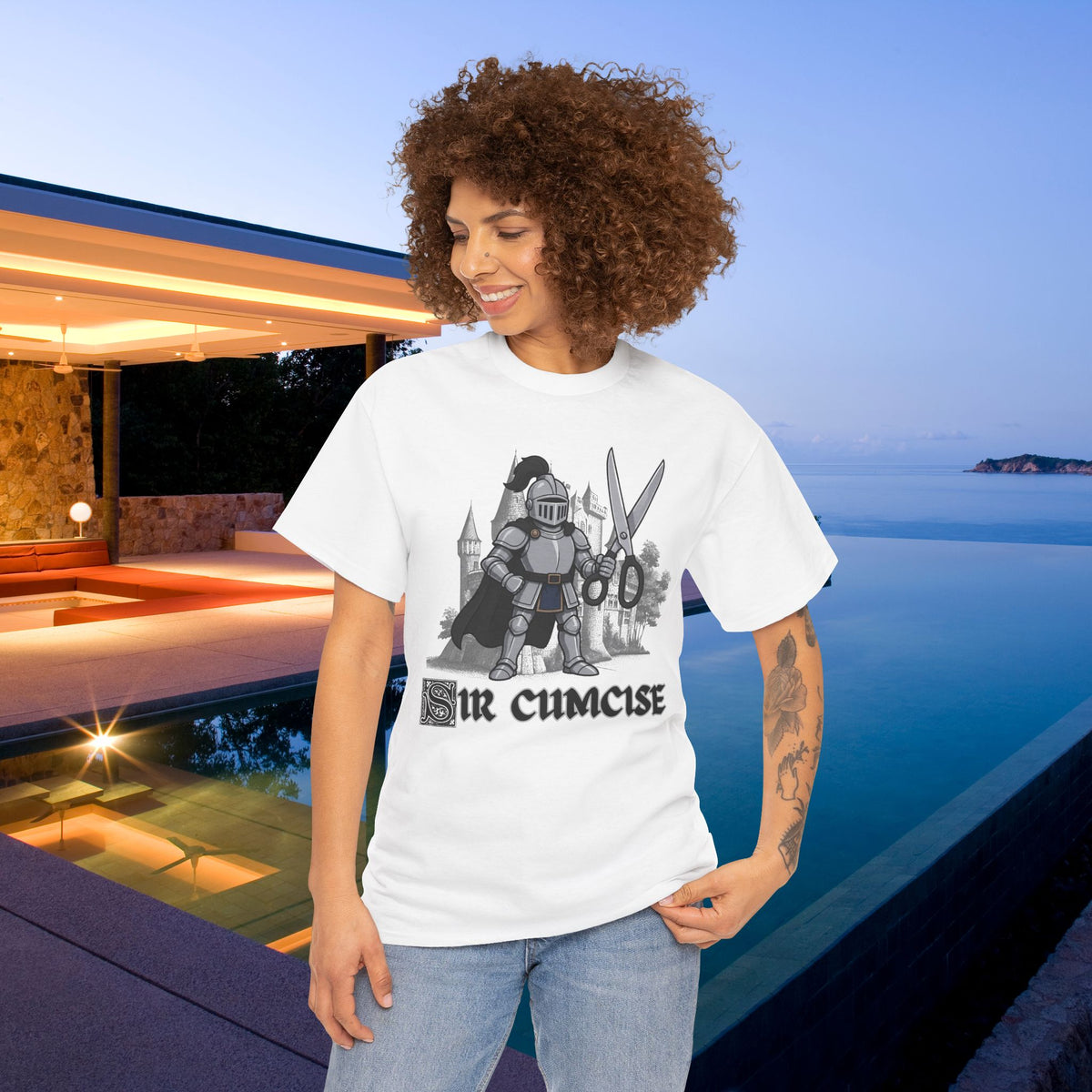 Sir Cumcise - Funny Medieval Knight Graphic T-Shirt, Medieval Meme Gift for Friends