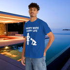 Happy Wife Happy Life - Funny Husband Graphic Tee Shirt, Funny Gift for Wife or Husband,Romantic Funny T-Shirt