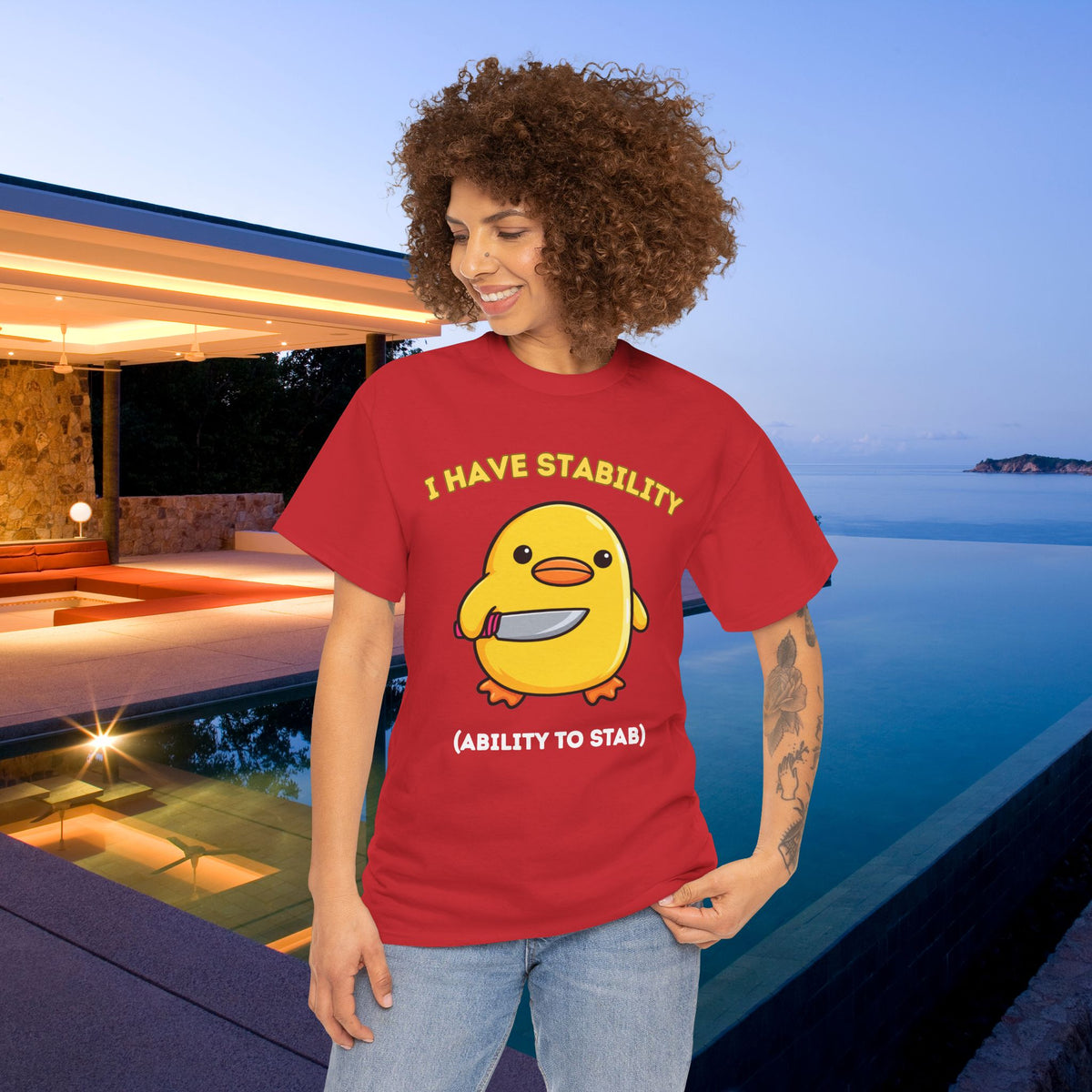 I have stability, ability to stab - Cute Funny Baby Duckling Graphic Tee Shirt Gift, Cute Meme