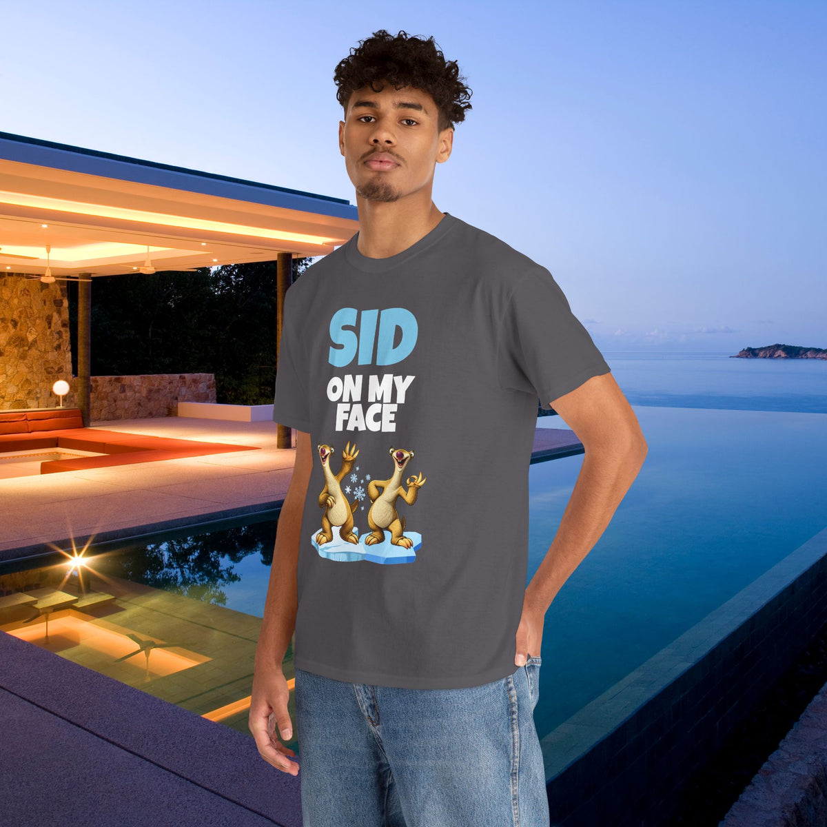 Sid on my Face - Funny Inappropriate Ice Age Graphic Tee Shirt, Inappropriate Shirt for Parties, Gift for Friends, Shirt for Men