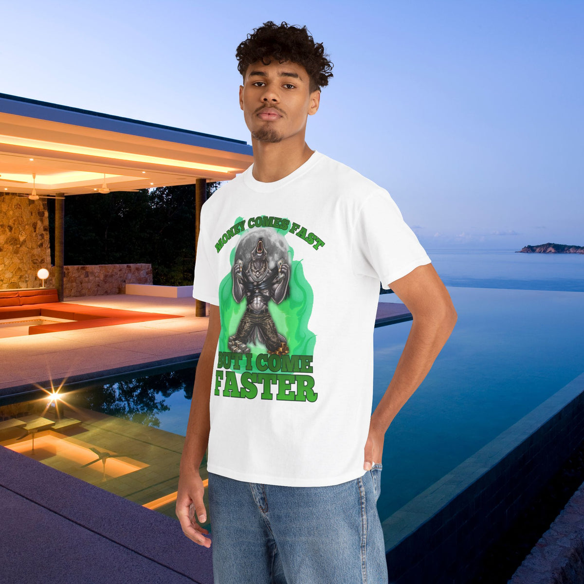 Money Comes Fast But I Come Faster - Cringe Inappropriate Graphic Tee, Alpha Wolf Meme T-Shirt, Funny Wealthy Shirt