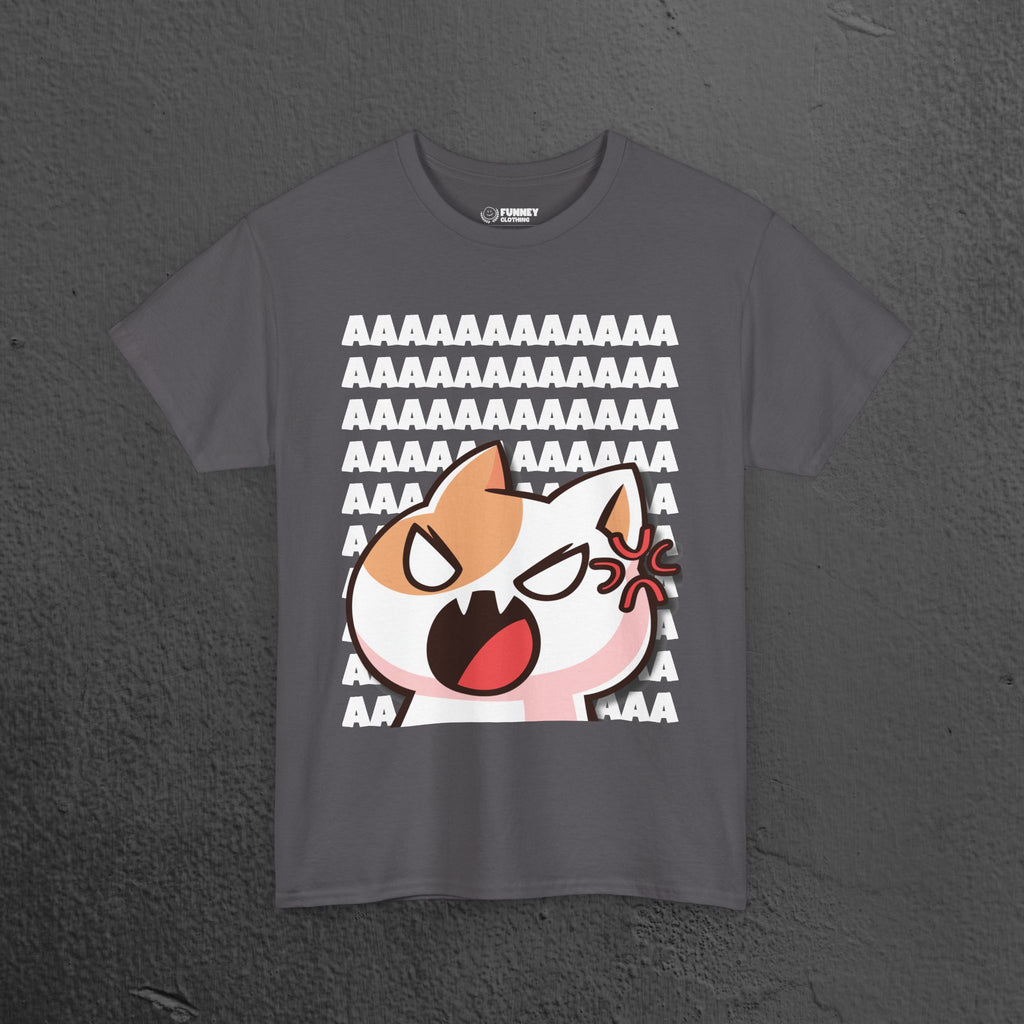 Funny Cat Screaming Meme Graphic T-shirt, Stupid Gifts for Friends, Silly Cats Tee, Weird Tshirt, Cringey Tees, Unhinged
