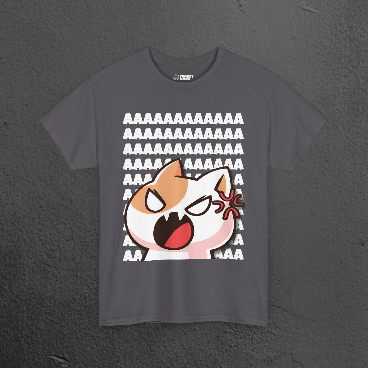 Funny Cat Screaming Meme Graphic T-shirt, Stupid Gifts for Friends, Silly Cats Tee, Weird Tshirt, Cringey Tees, Unhinged