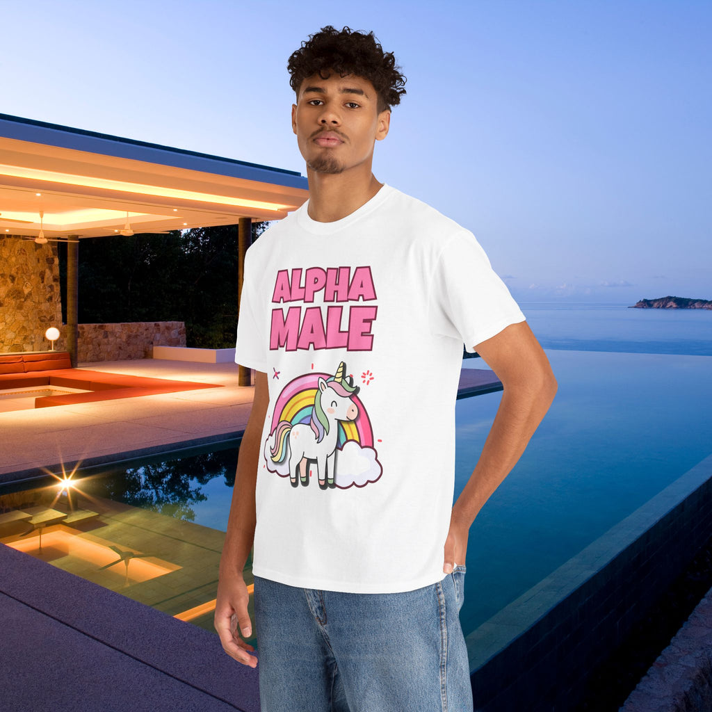 Alpha Male Ironic T-Shirt - Funny Ironic Graphic Tee, Rainbow Unicorn Shirt, Funny Meme Gift