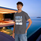 Vodka is cheaper than Therapy - Funny Graphic Alcohol Tee, Party Meme Shirt for Men and Women
