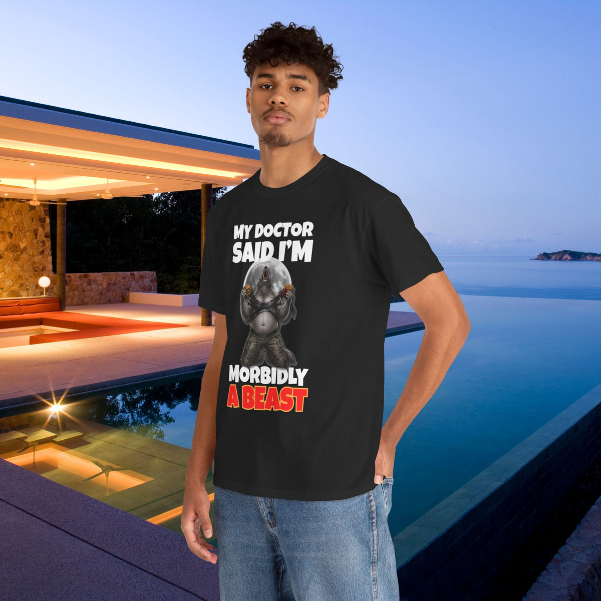 My Doctor said I'm morbidly a beast - Funny Graphic Tee Shirt, Meme Tshirt Gift for Friends