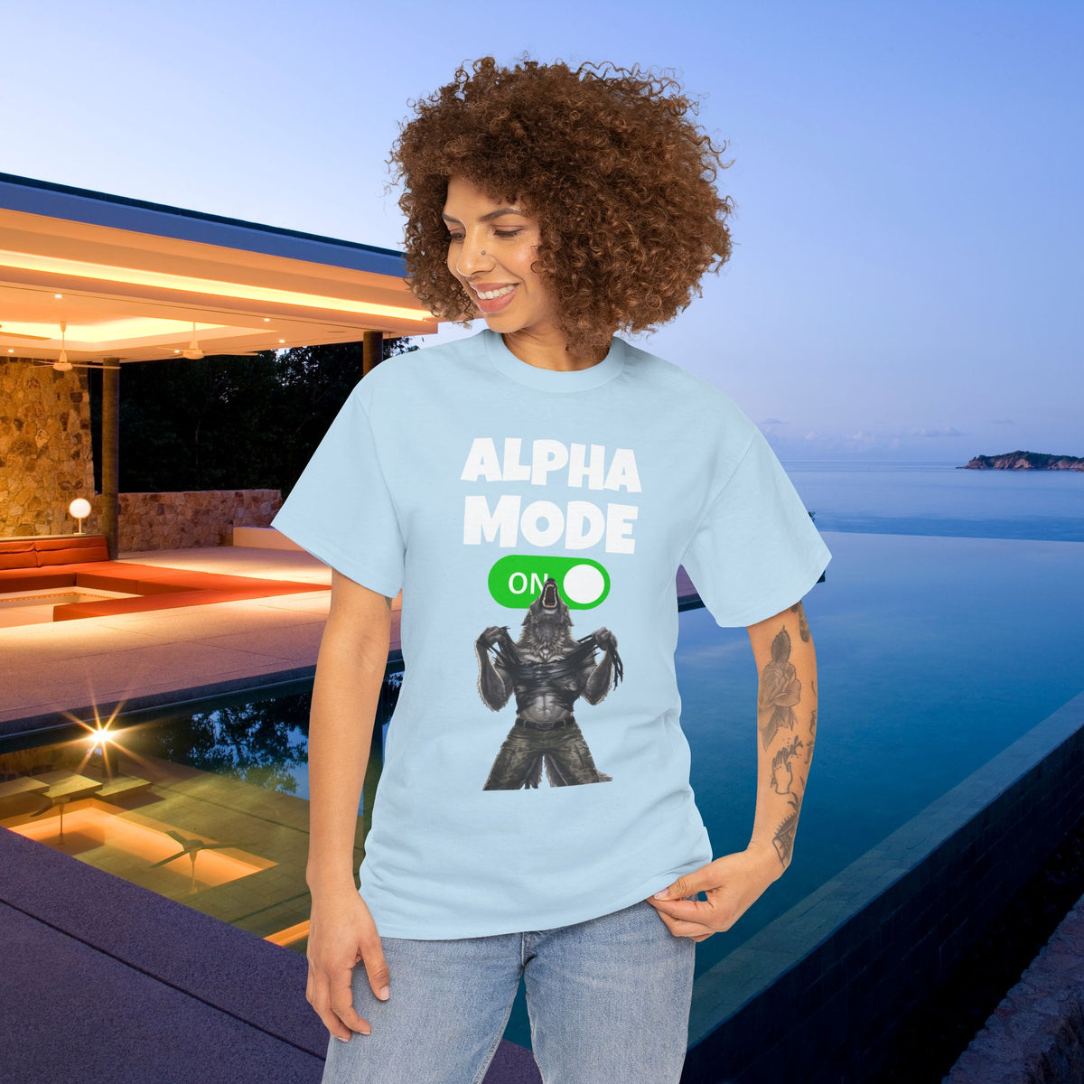 Alpha Mode ON - Funny Cringe Graphic Tee, Alpha Wolf Meme T-Shirt