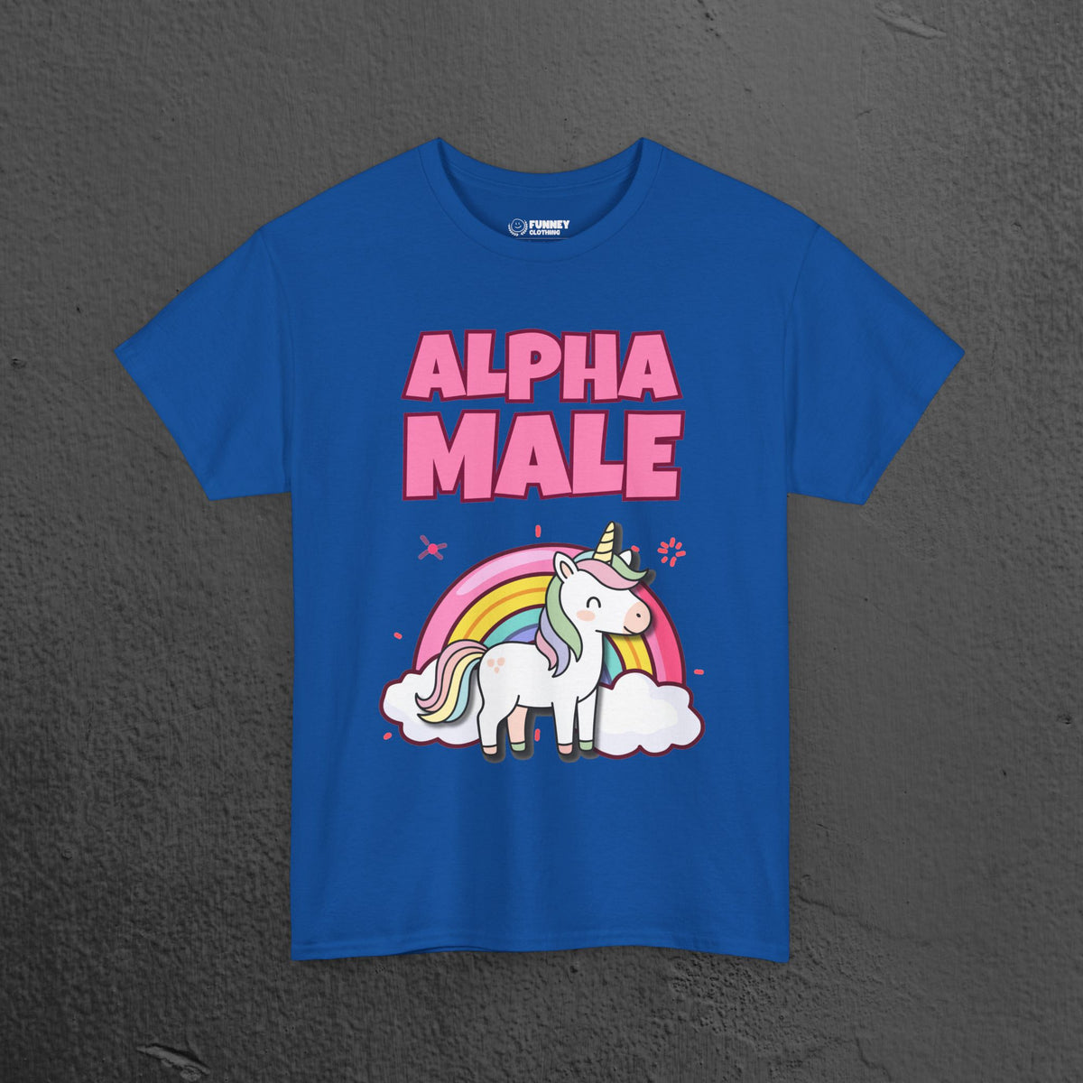 Alpha Male Ironic T-Shirt - Funny Ironic Graphic Tee, Rainbow Unicorn Shirt, Funny Meme Gift