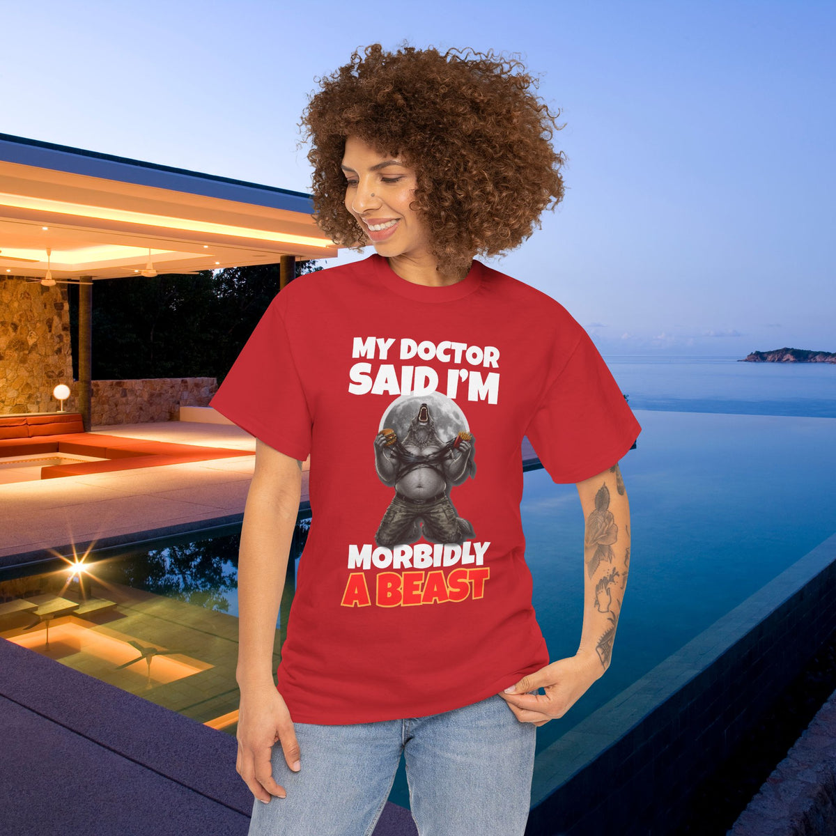 My Doctor said I'm morbidly a beast - Funny Graphic Tee Shirt, Meme Tshirt Gift for Friends
