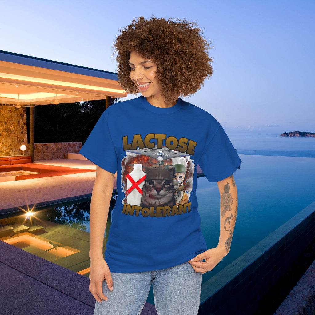 Lactose Intolerant Funny Cat Meme T-shirt, Stupid Gifts for Friends, Silly Cats Tee, Weird Tshirt, Cringey Tees, Unhinged