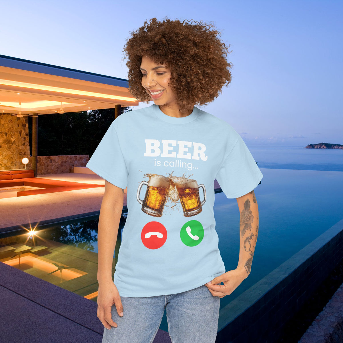 Beer is calling - Funny Beer Alcohol Graphic Tee, Funny Alcohol Meme Tshirt, Funny Gift for Dad Father's Day