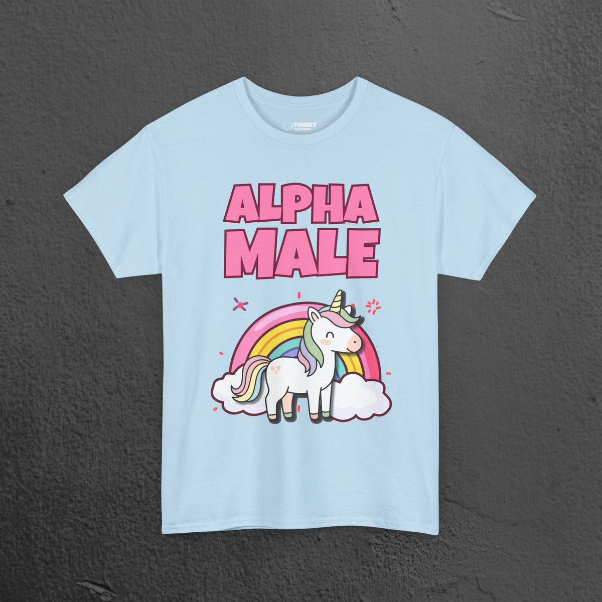 Alpha Male Ironic T-Shirt - Funny Ironic Graphic Tee, Rainbow Unicorn Shirt, Funny Meme Gift