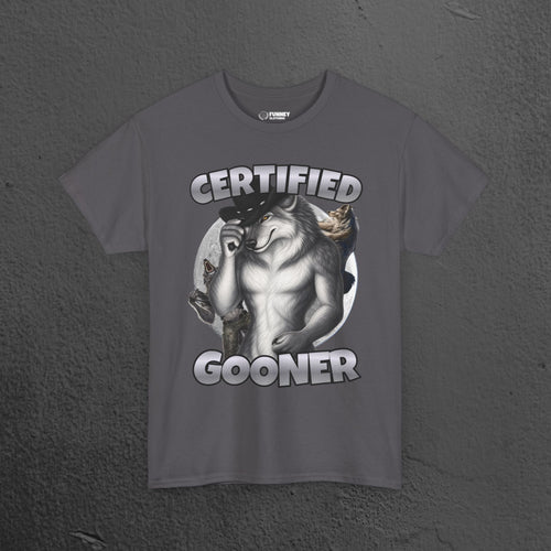 Certified Gooner - Cringe Inappropriate Graphic Tee, Alpha Wolf Meme T-Shirt, Funny Gift for Friends or Partners