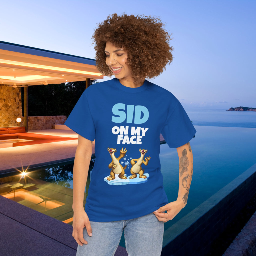 Sid on my Face - Funny Inappropriate Ice Age Graphic Tee Shirt, Inappropriate Shirt for Parties, Gift for Friends, Shirt for Men
