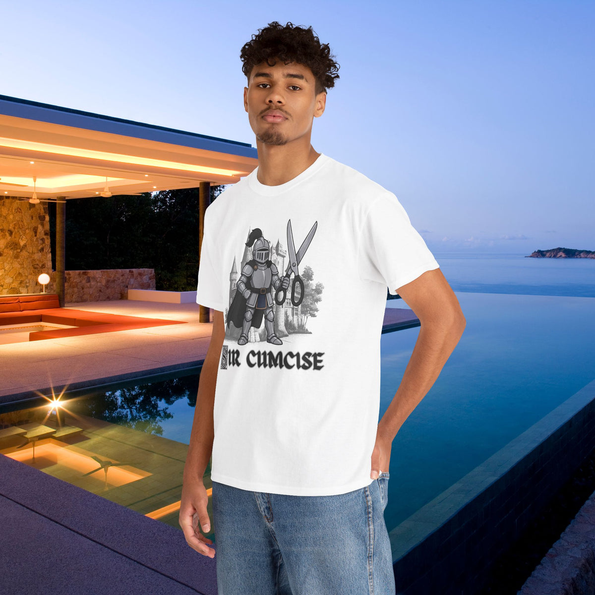 Sir Cumcise - Funny Medieval Knight Graphic T-Shirt, Medieval Meme Gift for Friends