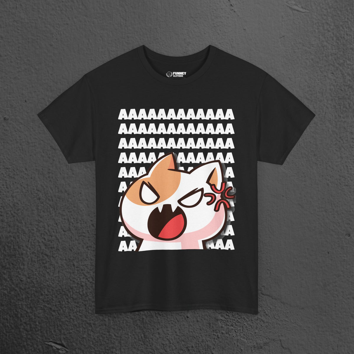Funny Cat Screaming Meme Graphic T-shirt, Stupid Gifts for Friends, Silly Cats Tee, Weird Tshirt, Cringey Tees, Unhinged