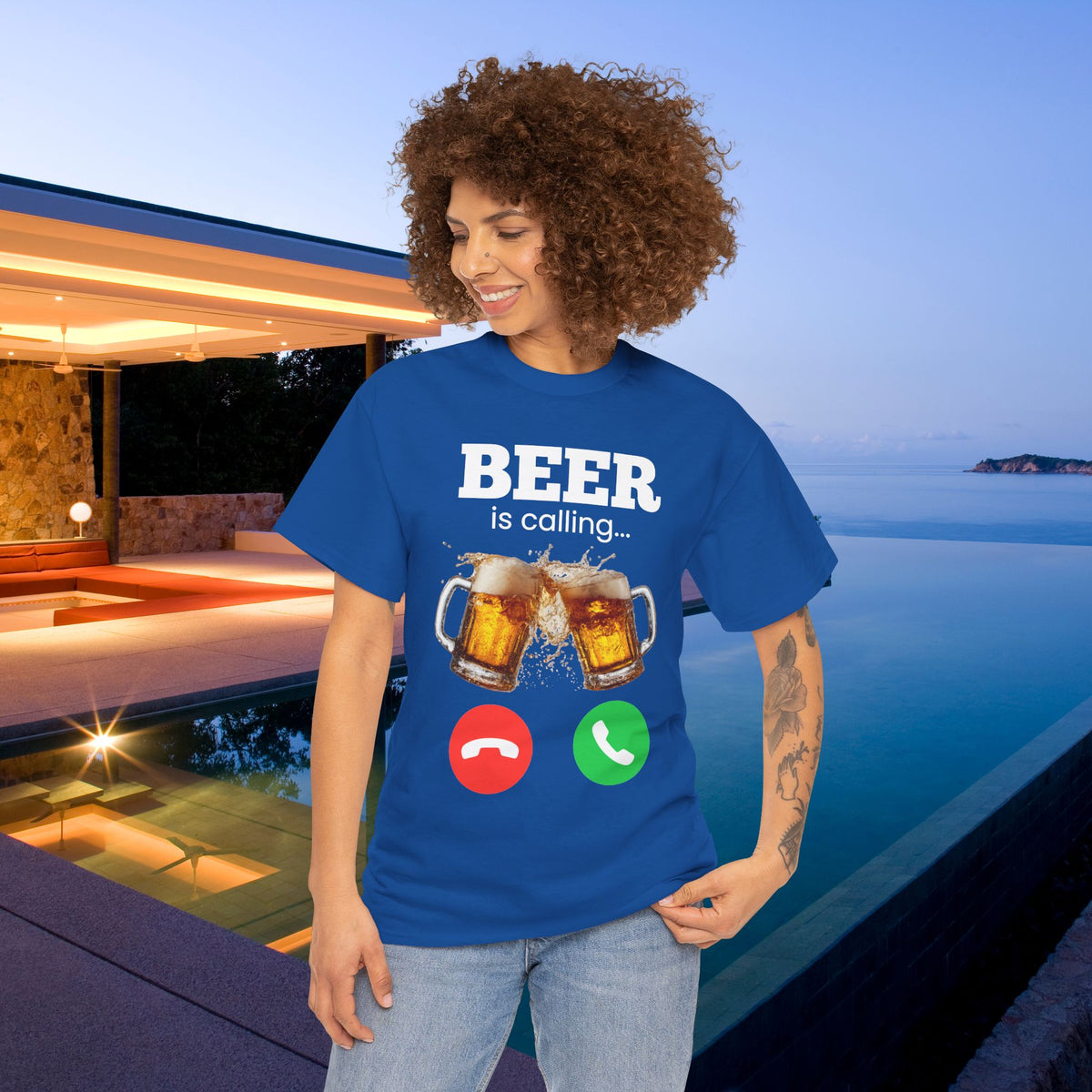 Beer is calling - Funny Beer Alcohol Graphic Tee, Funny Alcohol Meme Tshirt, Funny Gift for Dad Father's Day