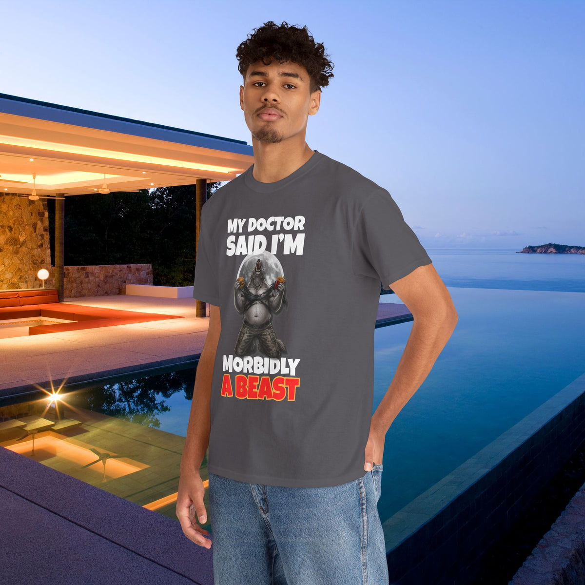 My Doctor said I'm morbidly a beast - Funny Graphic Tee Shirt, Meme Tshirt Gift for Friends