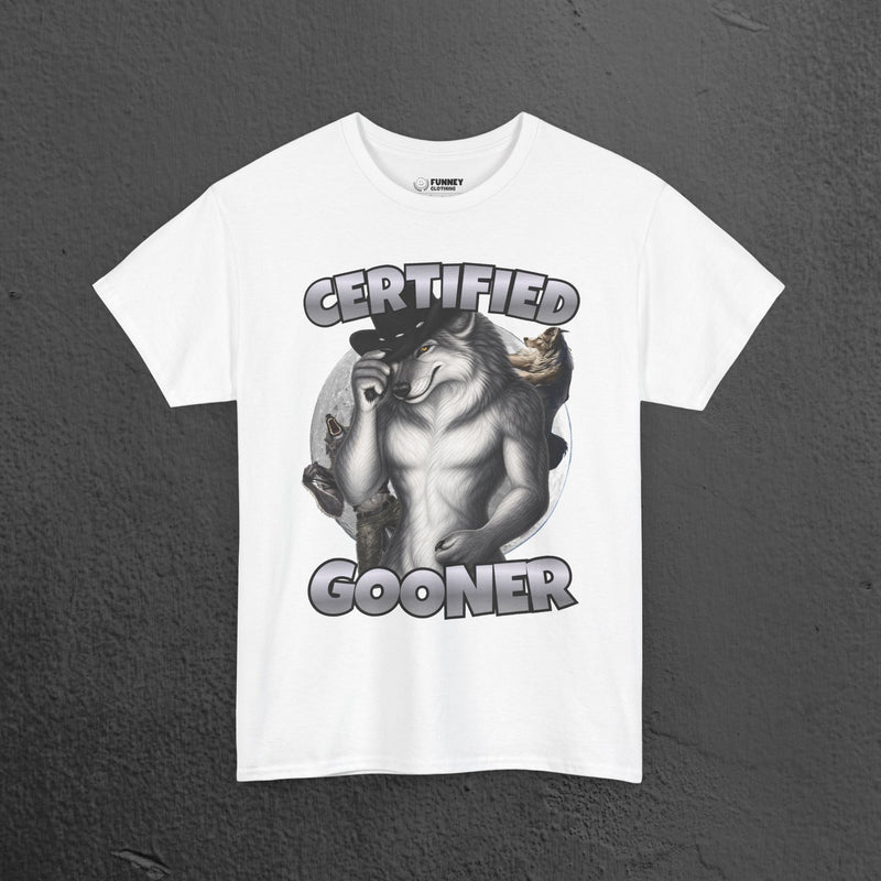 Certified Gooner - Cringe Inappropriate Graphic Tee, Alpha Wolf Meme T-Shirt, Funny Gift for Friends or Partners