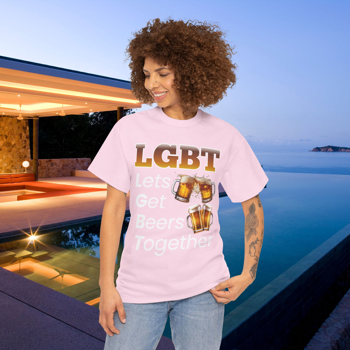 LGBT Let's get beers together - Funny Beer Alcohol Graphic Tee, Funny Alcohol Meme Tshirt