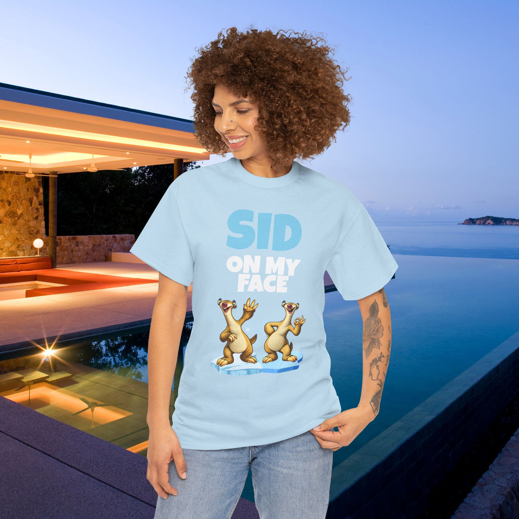 Sid on my Face - Funny Inappropriate Ice Age Graphic Tee Shirt, Inappropriate Shirt for Parties, Gift for Friends, Shirt for Men