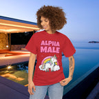 Alpha Male Ironic T-Shirt - Funny Ironic Graphic Tee, Rainbow Unicorn Shirt, Funny Meme Gift