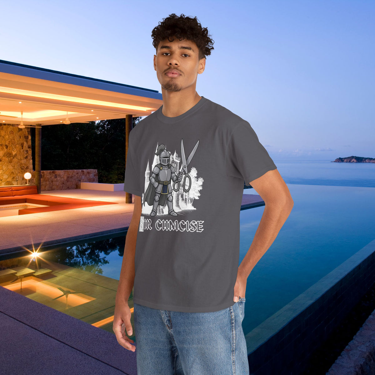 Sir Cumcise - Funny Medieval Knight Graphic T-Shirt, Medieval Meme Gift for Friends