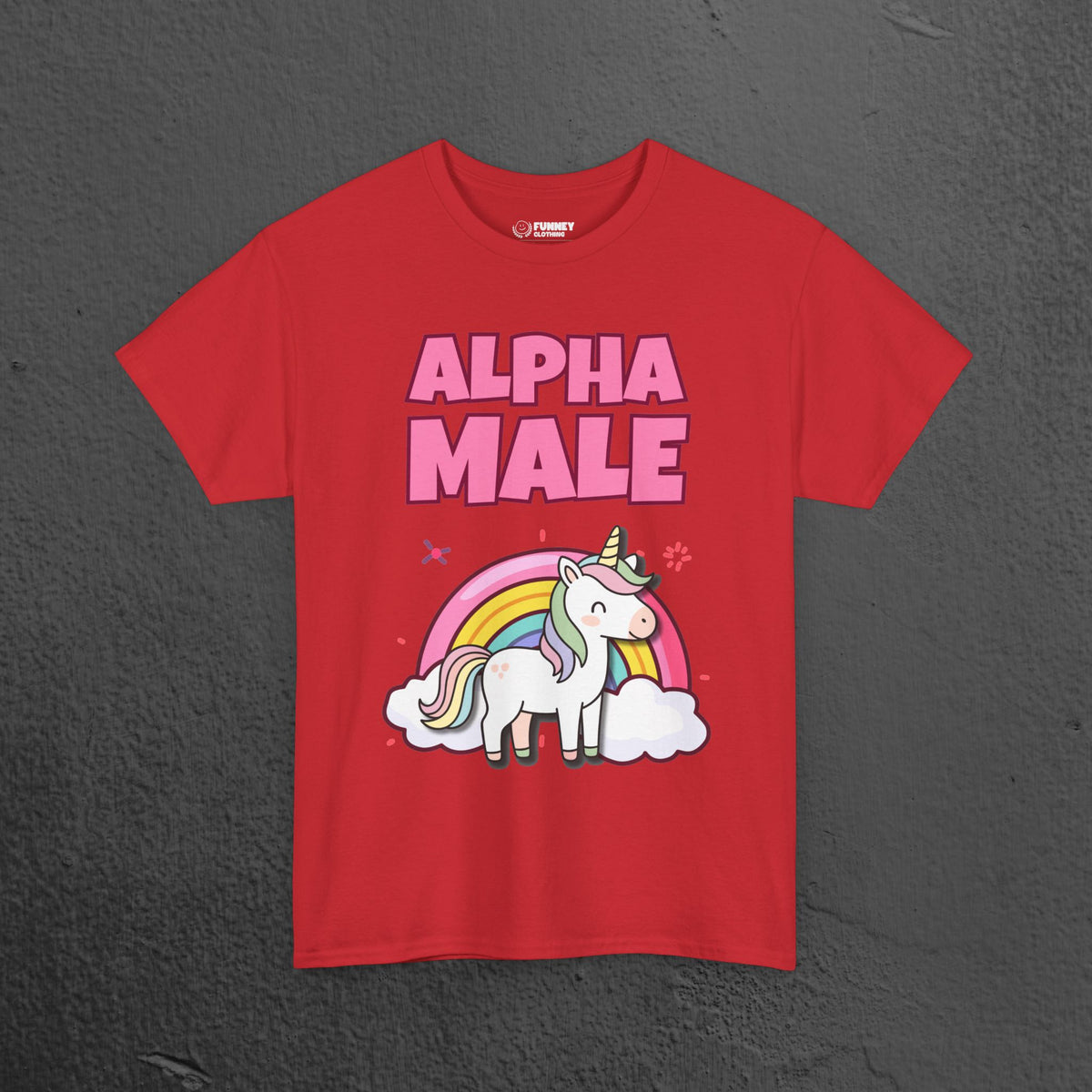 Alpha Male Ironic T-Shirt - Funny Ironic Graphic Tee, Rainbow Unicorn Shirt, Funny Meme Gift