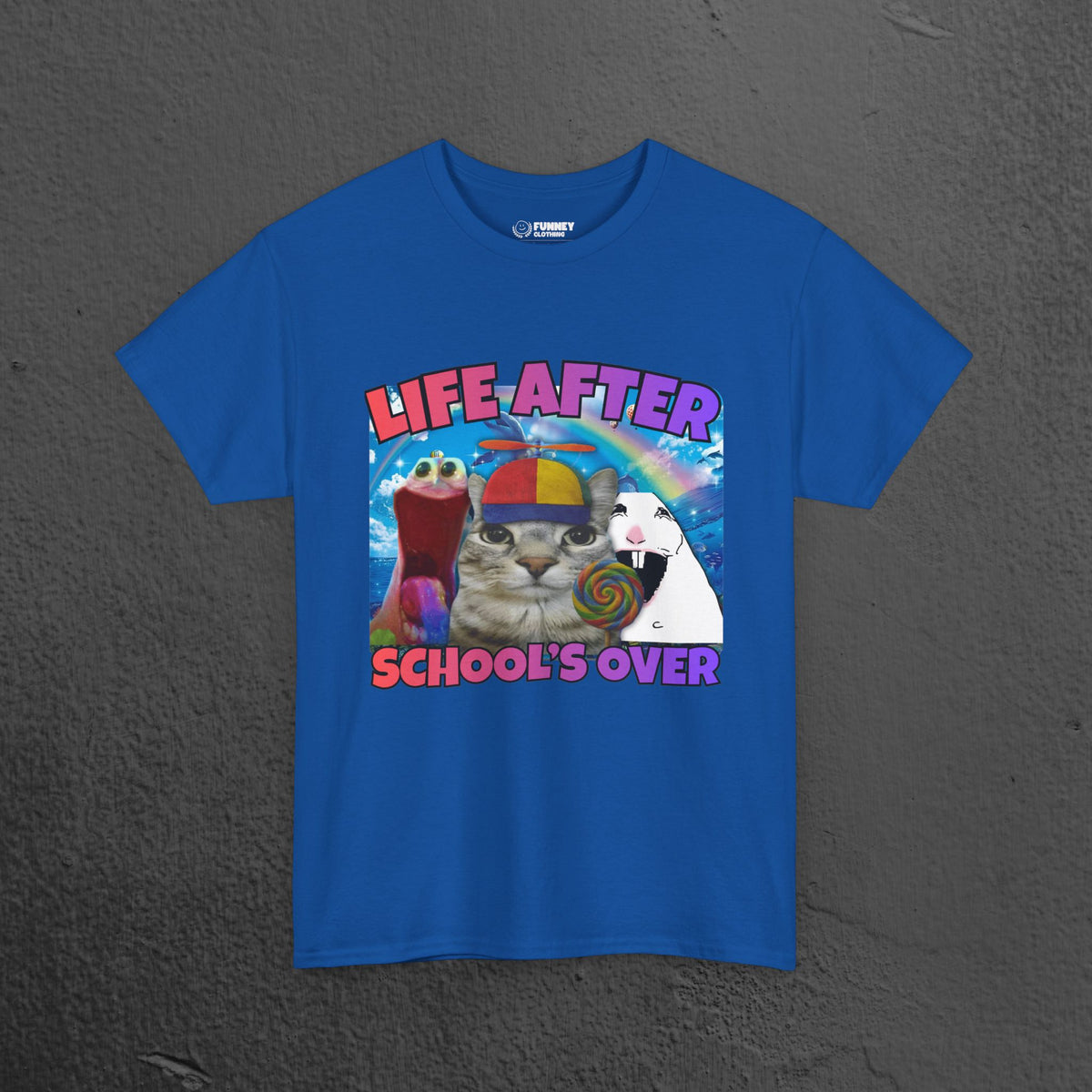 Life after School's Over Funny Meme Dreamcore Graphic T-shirt, Stupid Gifts for Friends, Silly Cats Tee, Weird Tshirt, Cringey Tees