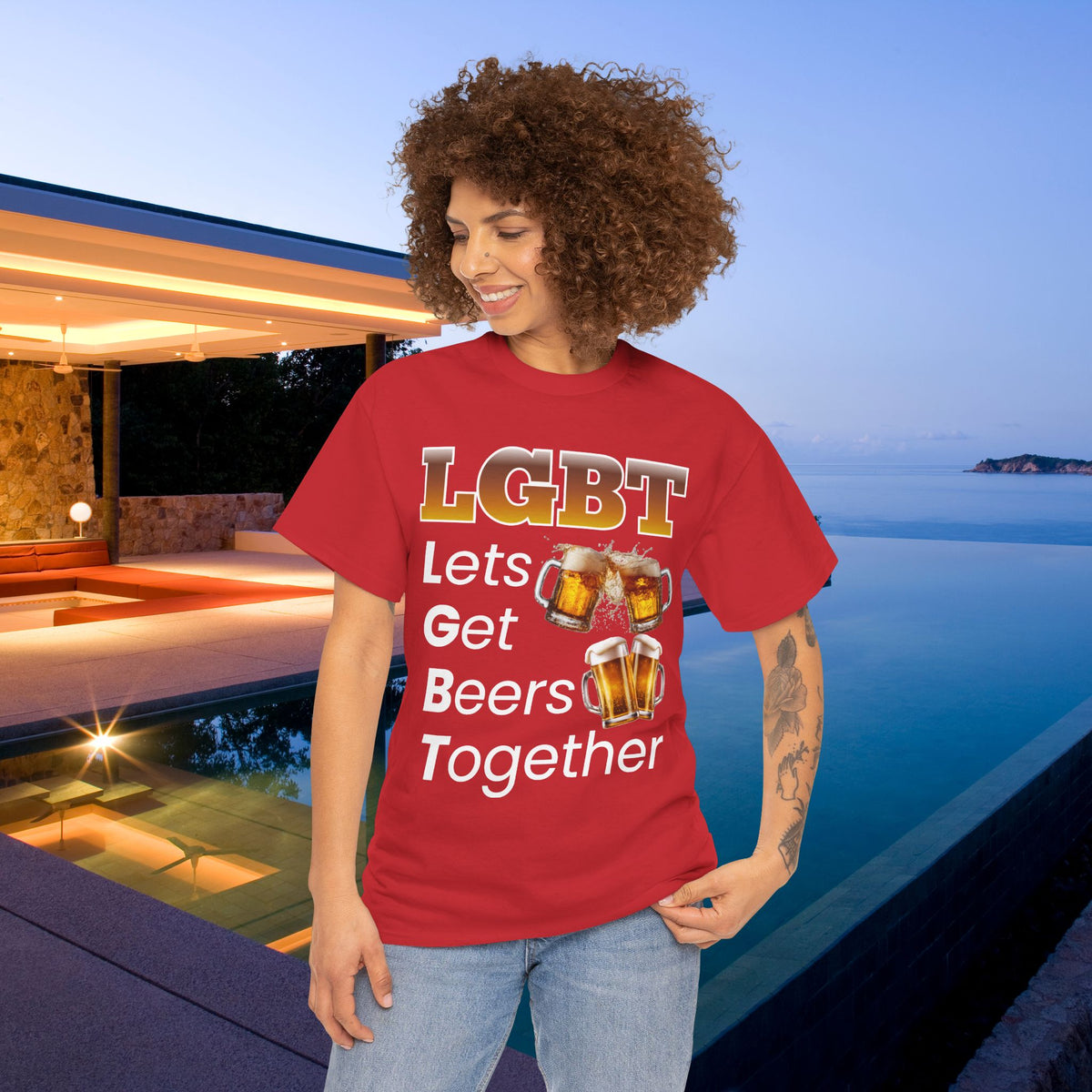 LGBT Let's get beers together - Funny Beer Alcohol Graphic Tee, Funny Alcohol Meme Tshirt