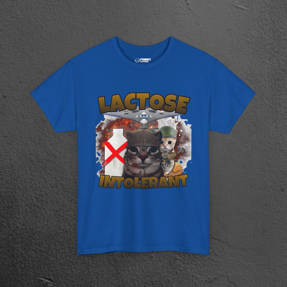 Lactose Intolerant Funny Cat Meme T-shirt, Stupid Gifts for Friends, Silly Cats Tee, Weird Tshirt, Cringey Tees, Unhinged