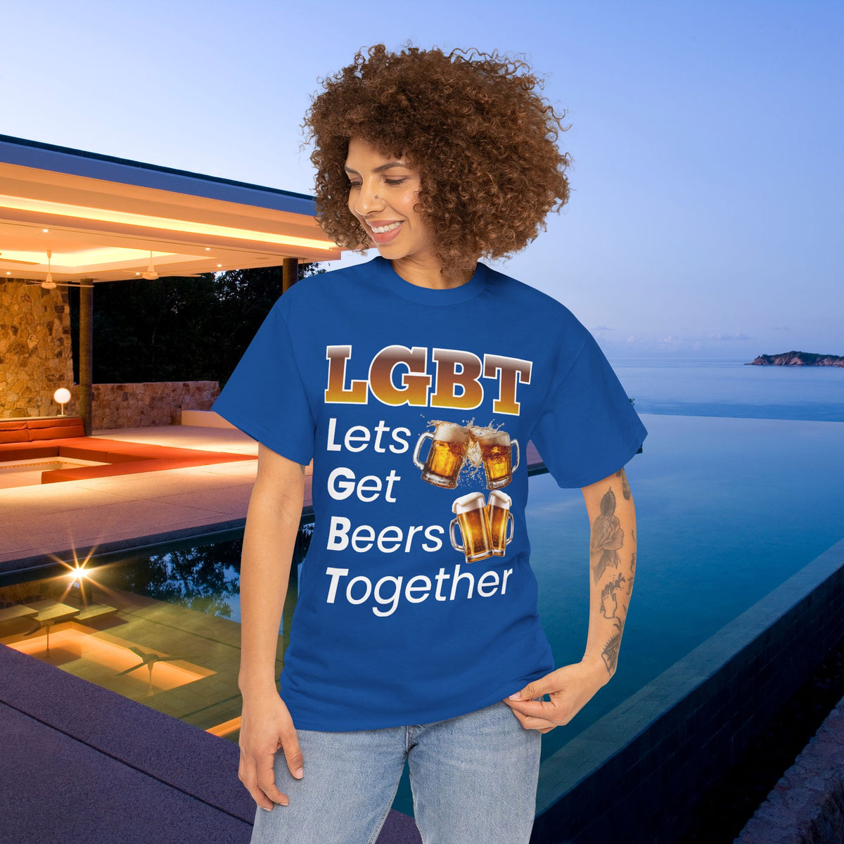 LGBT Let's get beers together - Funny Beer Alcohol Graphic Tee, Funny Alcohol Meme Tshirt