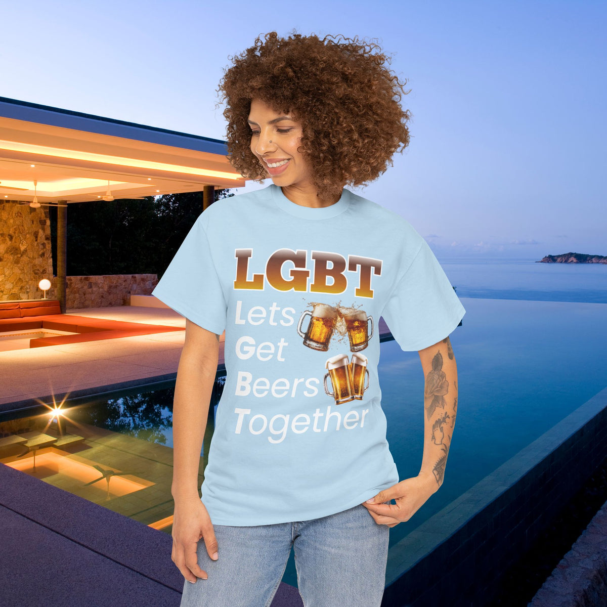 LGBT Let's get beers together - Funny Beer Alcohol Graphic Tee, Funny Alcohol Meme Tshirt