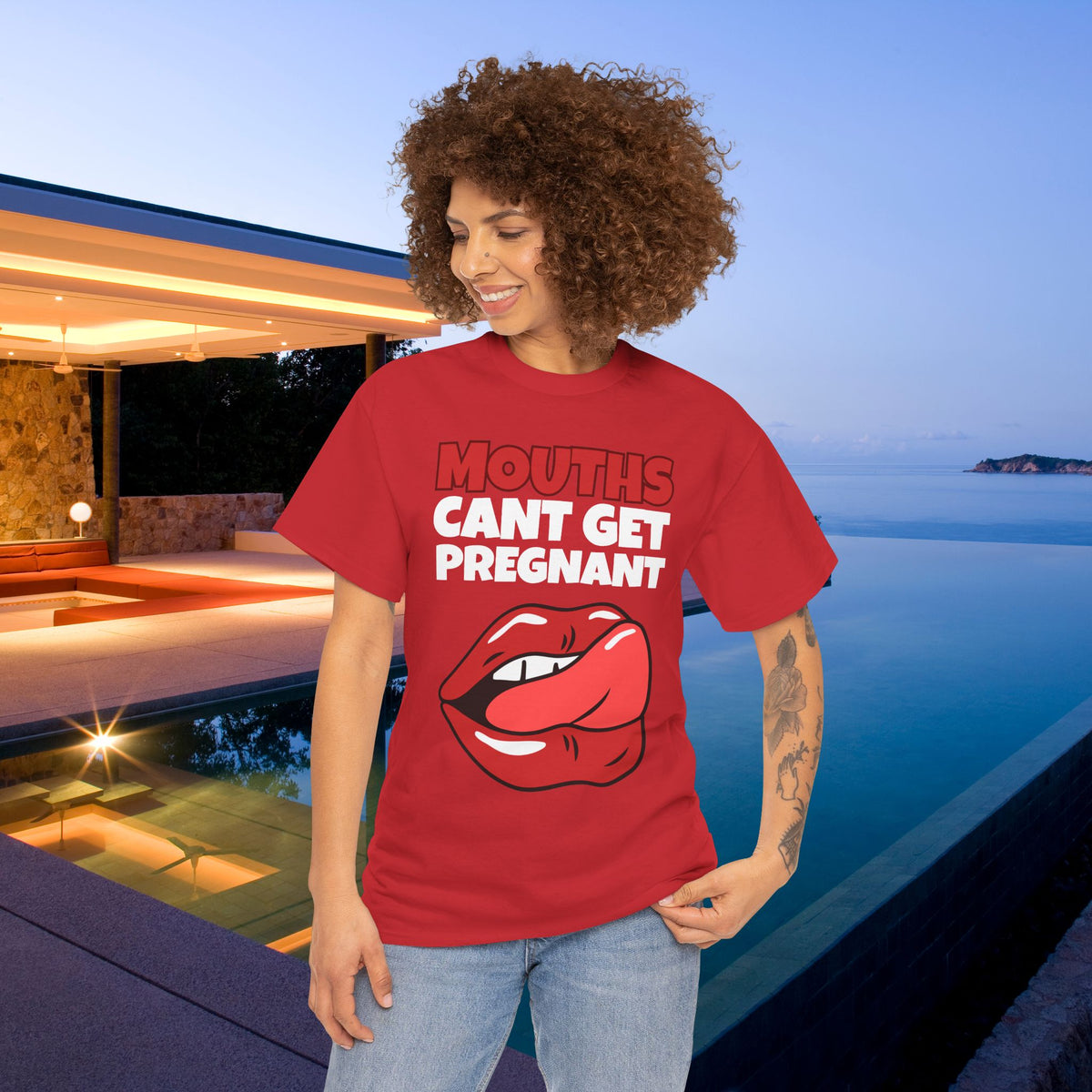 Mouths can't get pregnant - Funny Inappropriate T-Shirt, Romantic Inappropriate Graphic Tee