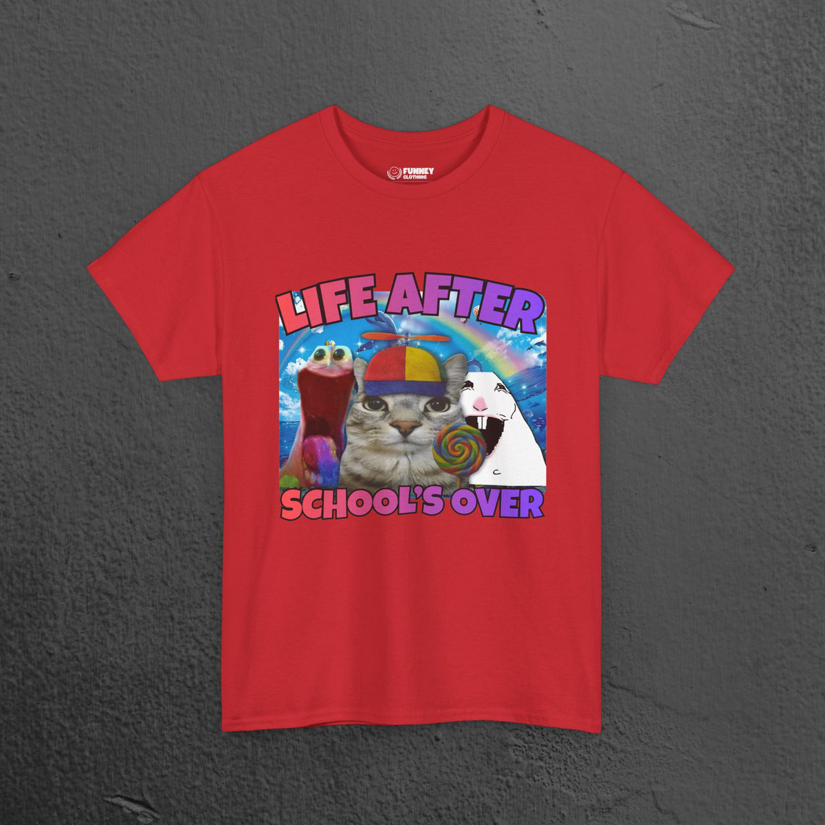 Life after School's Over Funny Meme Dreamcore Graphic T-shirt, Stupid Gifts for Friends, Silly Cats Tee, Weird Tshirt, Cringey Tees