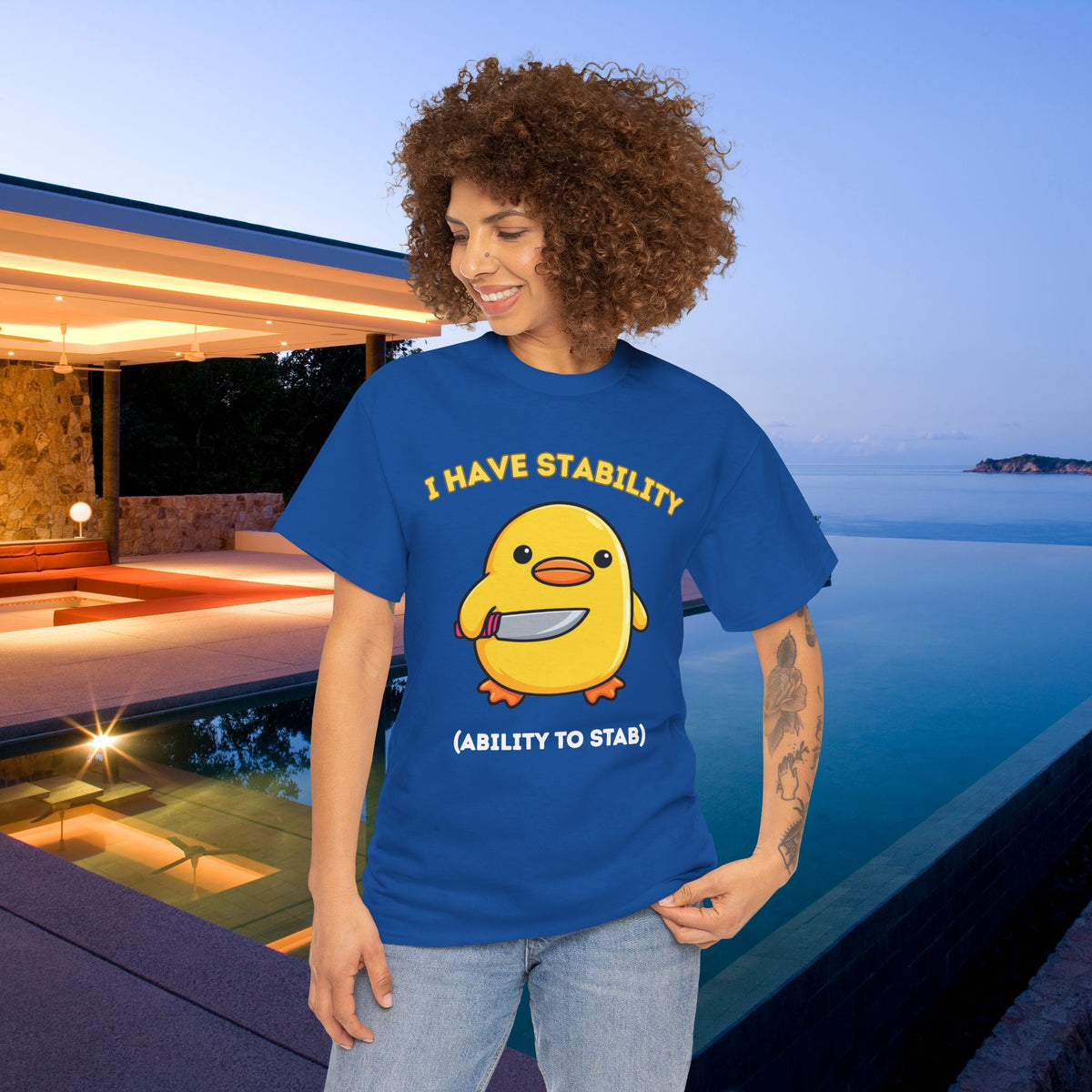 I have stability, ability to stab - Cute Funny Baby Duckling Graphic Tee Shirt Gift, Cute Meme