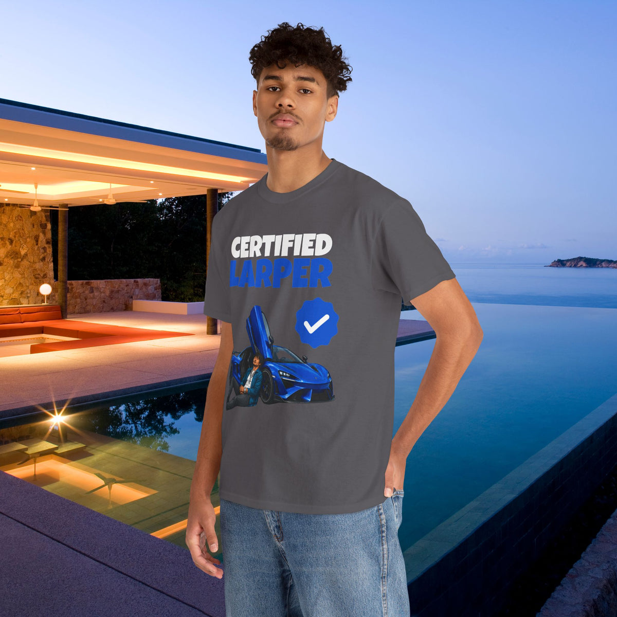 Certified LARPer - Meme Graphic Tee, Sportscar T-Shirt, Gift for Car Lovers