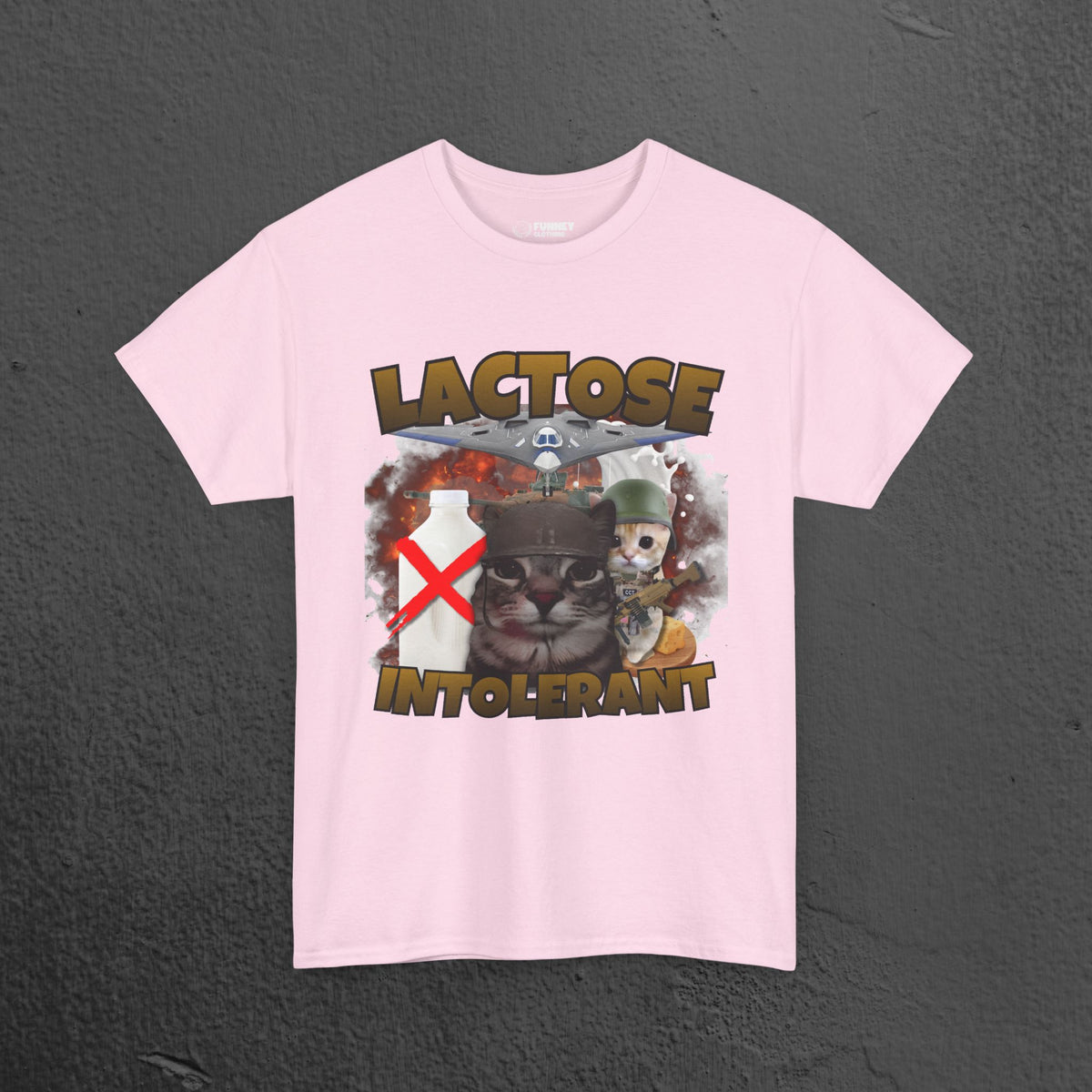 Lactose Intolerant Funny Cat Meme T-shirt, Stupid Gifts for Friends, Silly Cats Tee, Weird Tshirt, Cringey Tees, Unhinged