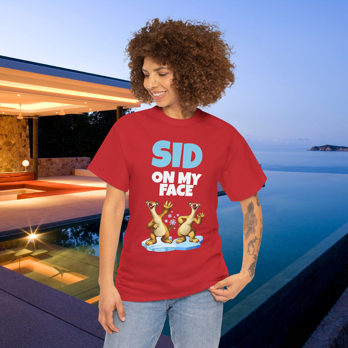 Sid on my Face - Funny Inappropriate Ice Age Graphic Tee Shirt, Inappropriate Shirt for Parties, Gift for Friends, Shirt for Men