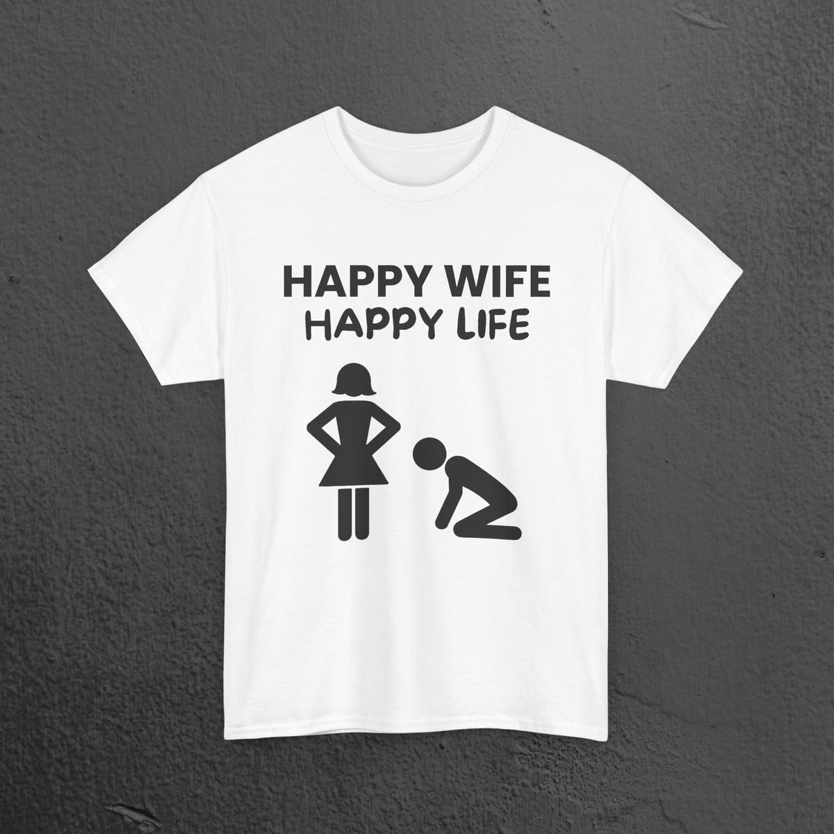 Happy Wife Happy Life - Funny Husband Graphic Tee Shirt, Funny Gift for Wife or Husband,Romantic Funny T-Shirt