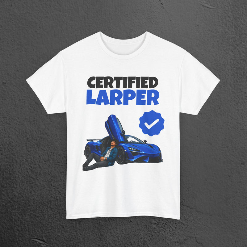 Certified LARPer - Meme Graphic Tee, Sportscar T-Shirt, Gift for Car Lovers